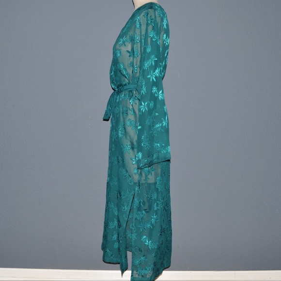 Vintage LANE BRYANT Green Sheer Peignoir Robe [F5] - Picture 4 of 5